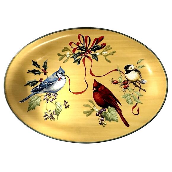 Lenox for the Holidays Winter Greetings Everyday Cardinal 16.5"Oval Platter-NEW! - Picture 2 of 7